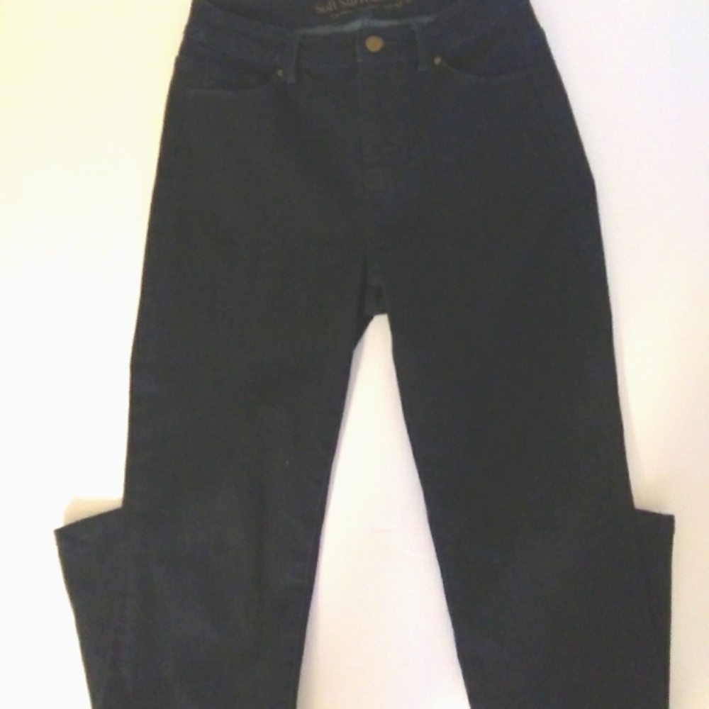 Soft Surroundings Dark Wash Pull On Jeans - Picture 2 of 8